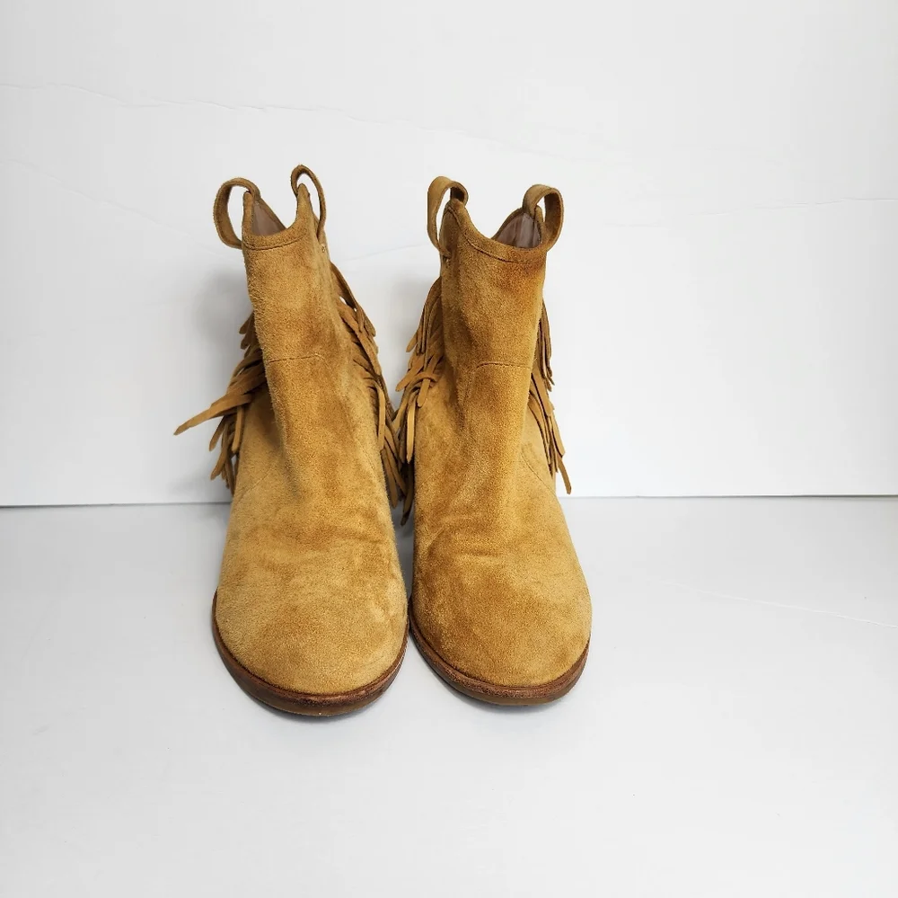& Other Stories Suede Fringe Ankle Booties Western Boho Womens 9